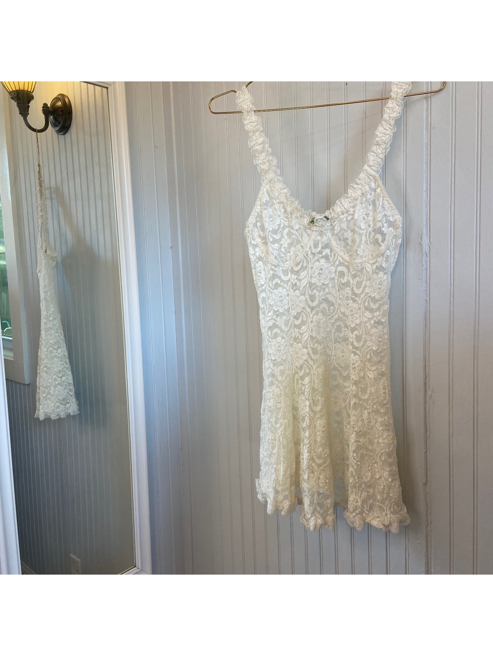 Y2k Slip Dress Babydoll White Lace Coquette Fairy 90s True Vintage Cottage Boho